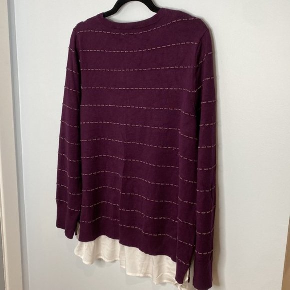 Calvin Klein Women Purple Crewneck Knit Layered Sweater Size Large - Picture 9 of 14